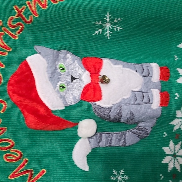 United States Sweater Womens Holiday Cat  Sweater "Meowy Christmas" Sz S EUC - Picture 6 of 11